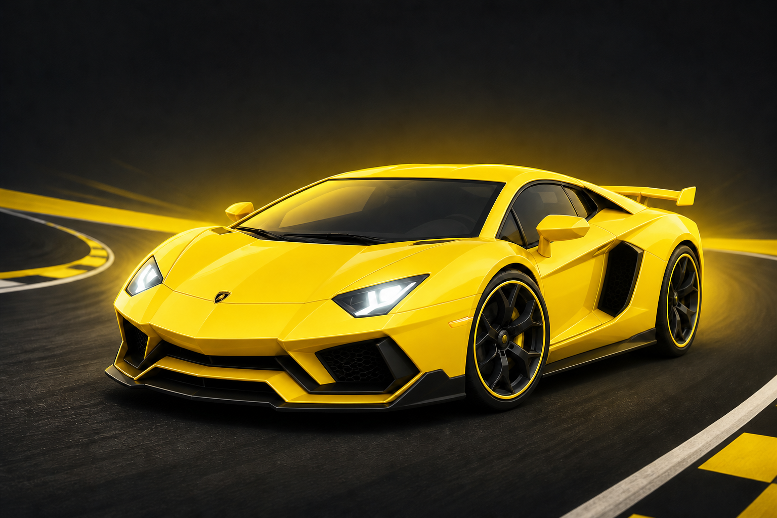 A bright red Lamborghini-style supercar with a Lamborghini badge on its hood